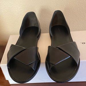 VINCE IDARA FLAT Black Leather Sandal Size 7.5